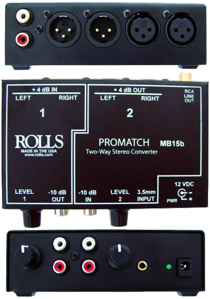 MB15B Stereo RCA to Stereo XLR Converter with Level Control