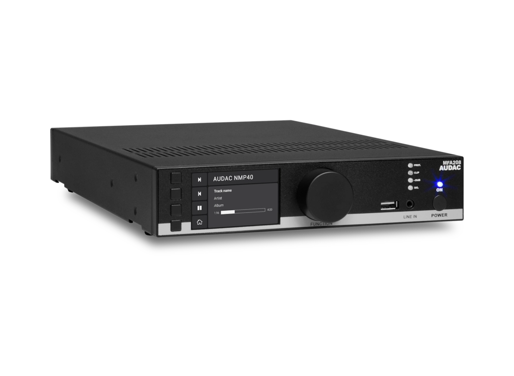 MFA208 Mixer/Amplifier 2 x 40W @ 4 ohm / 80W @ 70/100V Bridged Mono / SourceCON Module Slot