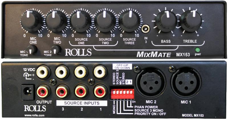 MX153 Mix Mate 1/2 Rack Mic/Source Mixer