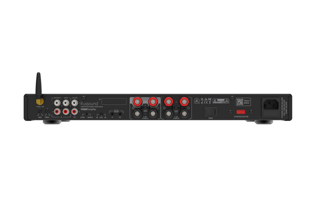 P200BT 2 Channel 200W Stereo Power Amplifier with Bluetooth