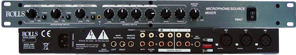 RM67 3 Mic 4 Source Mixer 1RU