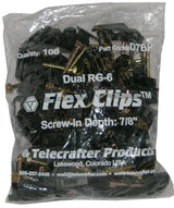 D7BK Flex Clips for dual RG-6 or RG-59 Coax cable 7/8" screw 100/pack