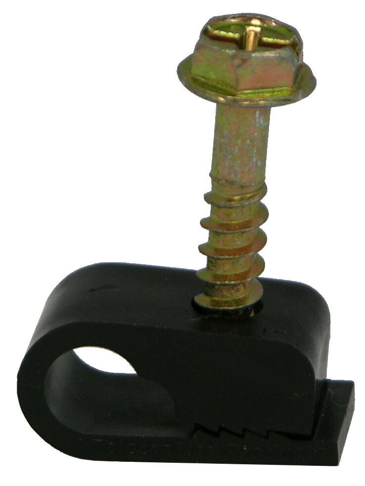 S4BK Flex Clips for RG-6 or RG-59 Coax Cable 1/2" screw 100/bag