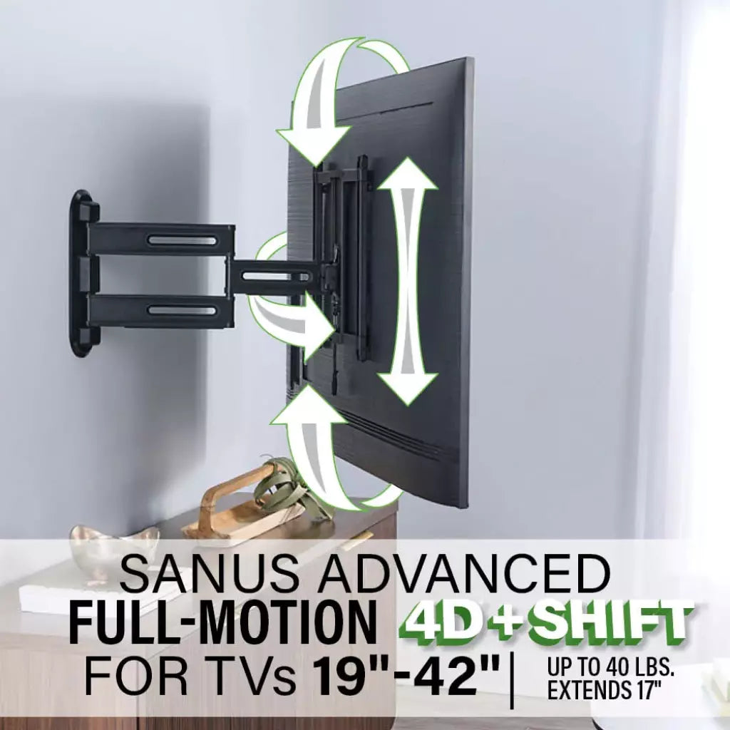 VSF817-B2 Advanced Full-Motion 4D® + Shift™ TV Wall Mount for TVs 19" - 43"