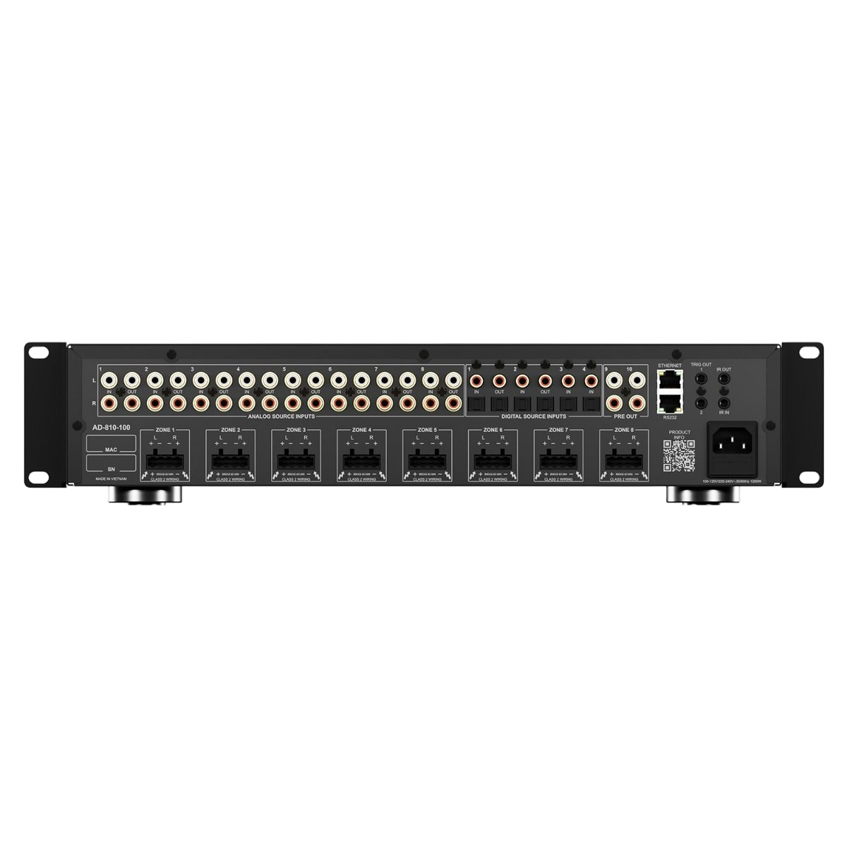 AD-810-100 Audio Distribution 8x10 DSP Matrix Amplifier  100W