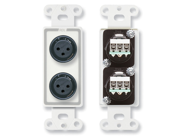 D-XLR2F Dual XLR 3-pin Female Jacks on Decora® Wall Plate