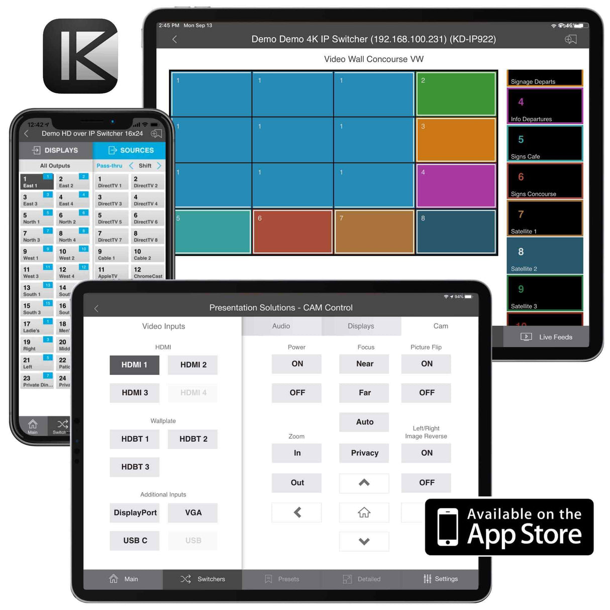 KD-App iOS app for free control of Key Digital app-ready devices and systems via network