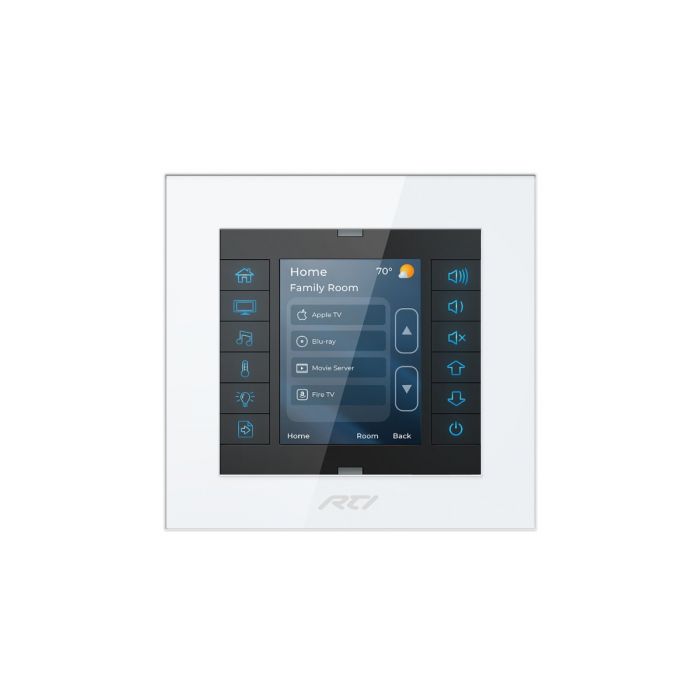 RTI KX2 2.8" Color In-wall Universal System Controller White Faceplate with Black Bezel