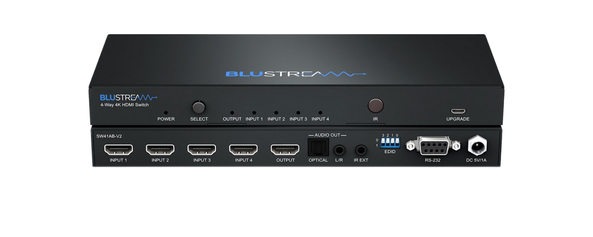 SW61AB 6-Way 4K 18Gbps HDMI 2.0 Switch with Optical & Analogue Audio Breakout, Auto-Switching, IP & RS-232