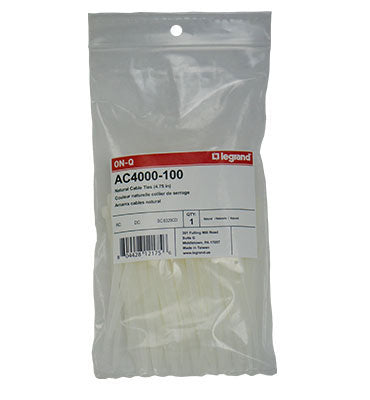 AC4000-100 4.75" Cable Ties 100 Pack Natural