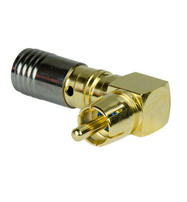 AC300510 Compression Gold RG6U-Quad Right Angle RCA Plug 10 Pack