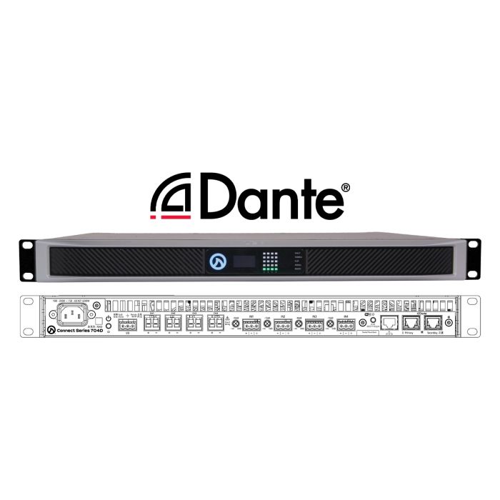 LEA CONNECT 704D-G Dante 4 Channel x 700 watt @ 4Ω, 8Ω, 70V and 100V per channel Government Model with WiFi removed