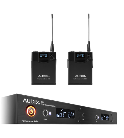 Audix AP62BP Wireless Microphone System R62 Two Channel True Diversity Receiver with Two B60 Bodypack Transmitters (522-586 MHz)