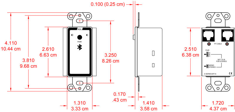 D-BT1A Wall-Mounted Bluetooth® Audio Format-A Interface