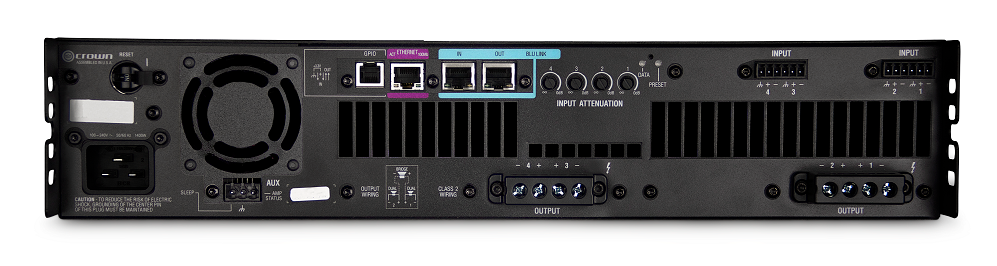 DCi4x1250N Four-channel, 1250W @ 4Ω Power Amplifier with BLU link, 70V/100V