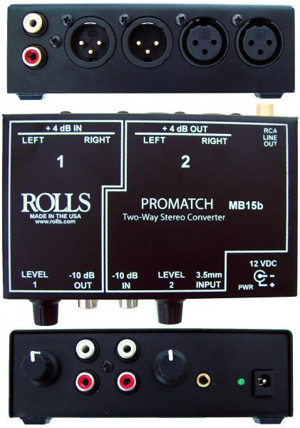 Rolls MB15B Stereo RCA to Stereo XLR Converter with Level Control