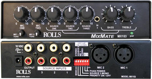 Rolls MX153 Mix Mate 1/2 Rack Mic/Source Mixer
