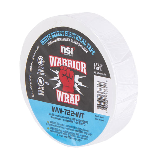 Warrior Wrap WW-722-WT 7mil Select Purpose Vinyl Electrical Tape White