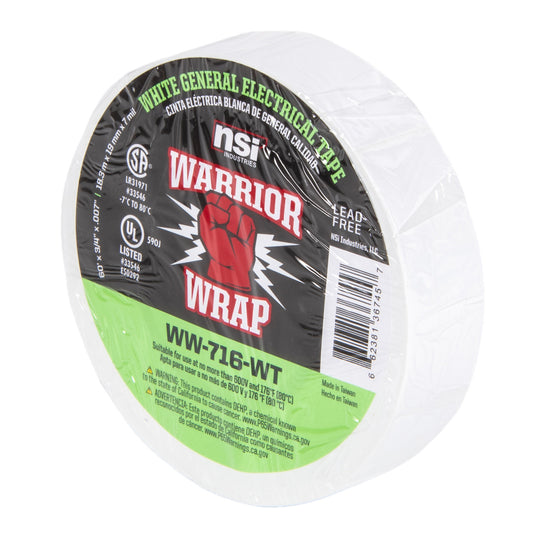 Warrior Wrap WW-716-WT 7mil General Vinyl Electrical Tape White