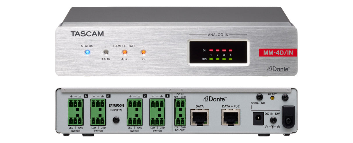 MM4D/IN-E 4 Mic/Line Input Dante Converter W/DSP Mixer