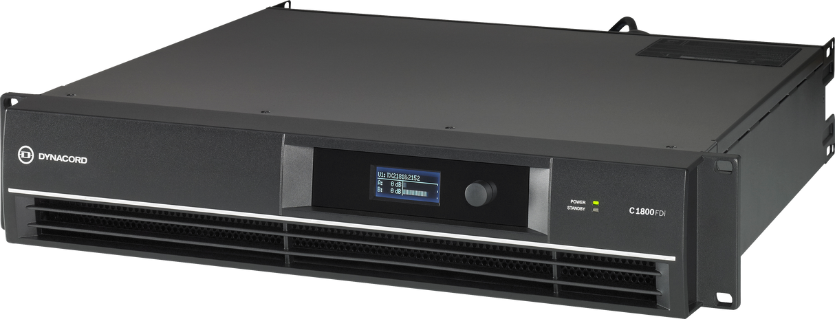DynaCord C1800FDIUS DSP 2 x 950 W Power Amplifier for Fixed Install Applications Two Channels of 1250 Watts each into a 70 Volt load