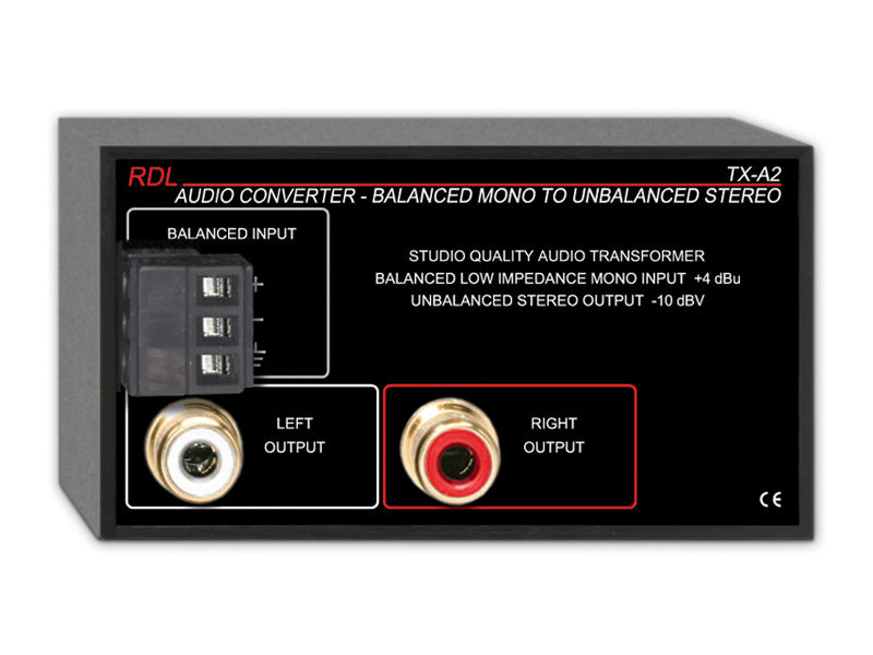 TX-A2 Audio Converter Balanced to Unbalanced Terminals Dual-RCA