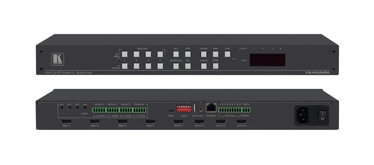 VS44UHDA 4x4 4K60 4:2:0 HDMI Matrix Switcher with Audio Embedding/De–embedding